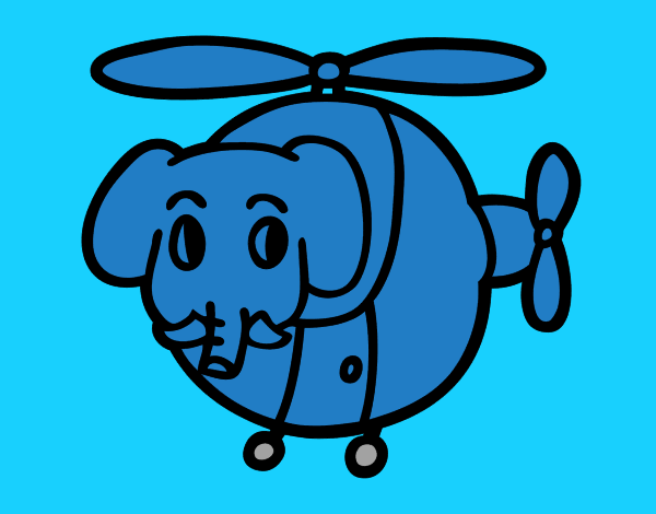 Helióptero con elefante