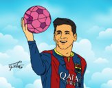Dibujo Lionel Messi pintado por krusty