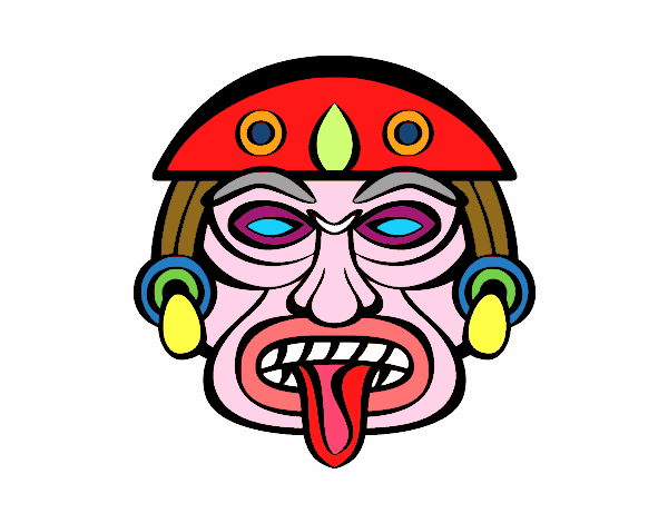 Dibujo Máscara azteca pintado por guadaluz