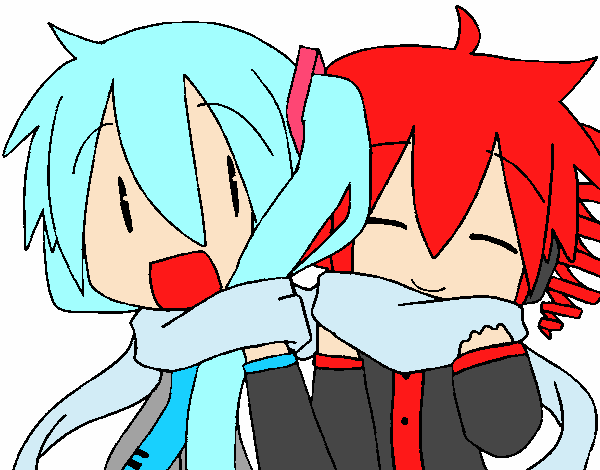 Miku y Len con bufanda