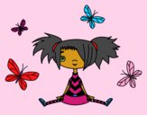 Niña con mariposas