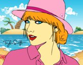Dibujo Taylor Swift con sombrero pintado por LunaLunita