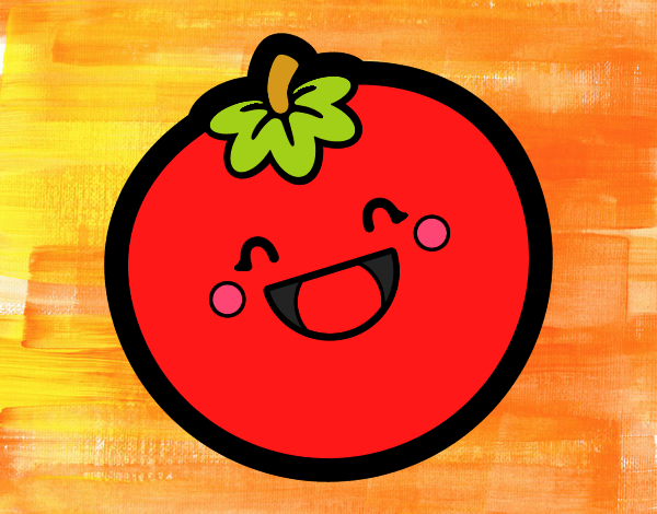 Dibujo Tomate sonriente pintado por helio