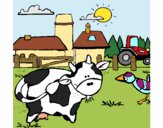 Vaca en la granja