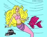Dibujo Barbie sirena con su amiga pez pintado por ChiquiPa