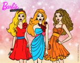 Dibujo Barbie y sus amigas vestidas de fiesta pintado por victorys