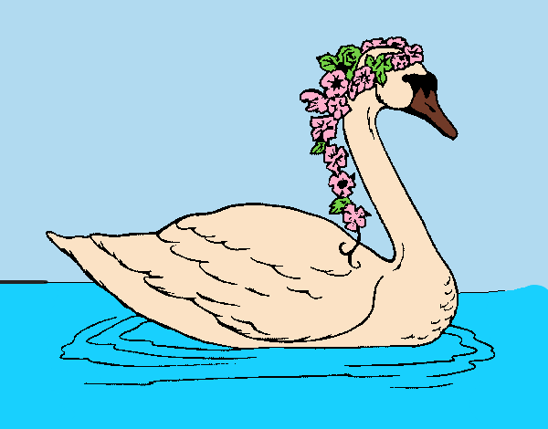 Cisne con flores