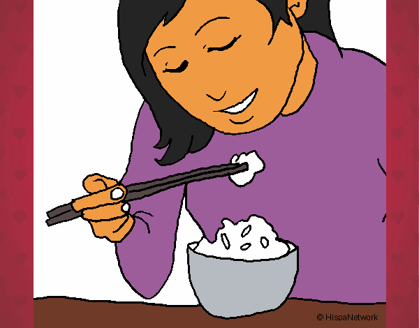 Dibujo Comiendo arroz pintado por Alberto10