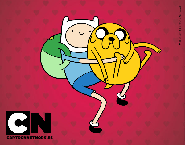 Finn y Jake abrazados