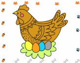 Gallina con huevos de Pascua