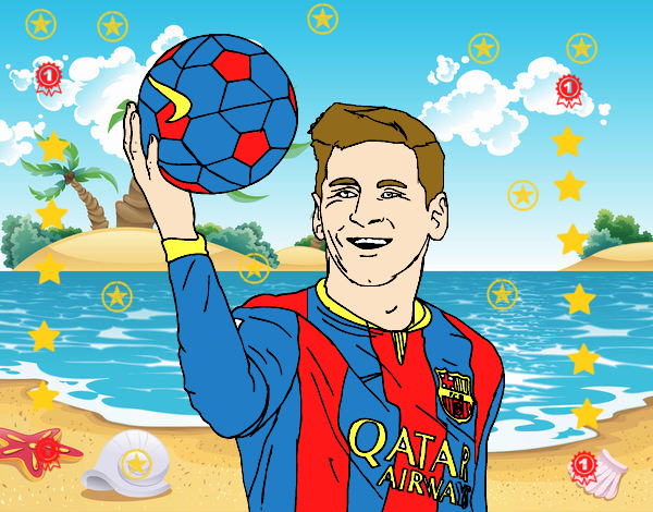 messi  en  la  playa