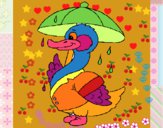 Dibujo Pato bajo la lluvia pintado por Julieti