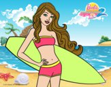 Barbie con tabla de surf