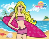 Barbie con tabla de surf