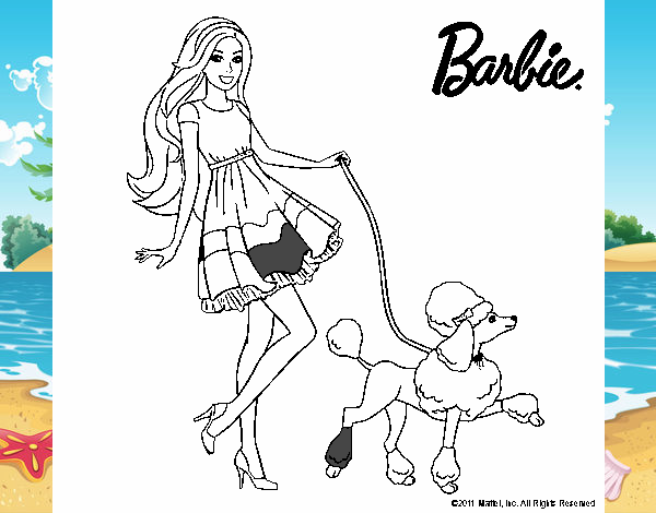 Barbie paseando a su mascota