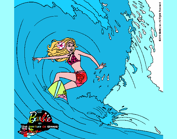 Barbie practicando surf