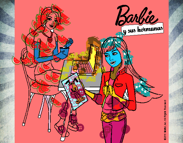 Barbie y su hermana merendando