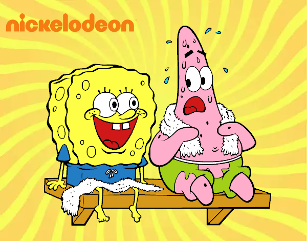 Bob Esponja y Patricio en bañador