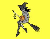 Dibujo Bruja de Halloween pintado por juliangeli