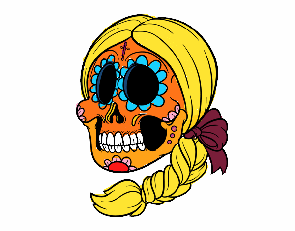 Calavera mejicana con trenza