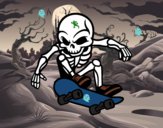 Dibujo Esqueleto Skater pintado por fernandojo