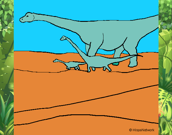 Dibujo Familia de Braquiosaurios pintado por jhonalex