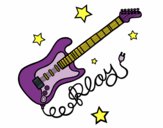 Dibujo Guitarra y estrellas pintado por carlita11