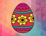 Dibujo Huevo de Pascua con flores pintado por helio