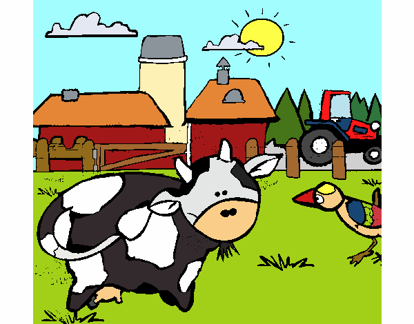 Vaca en la granja