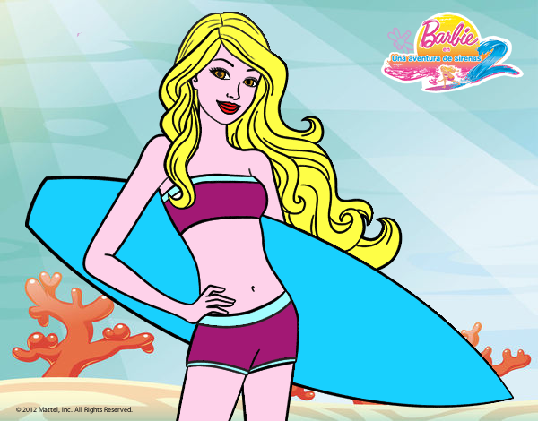 Barbie con tabla de surf