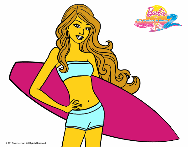 Barbie con tabla de surf