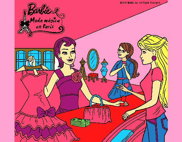 Barbie en una tienda de ropa