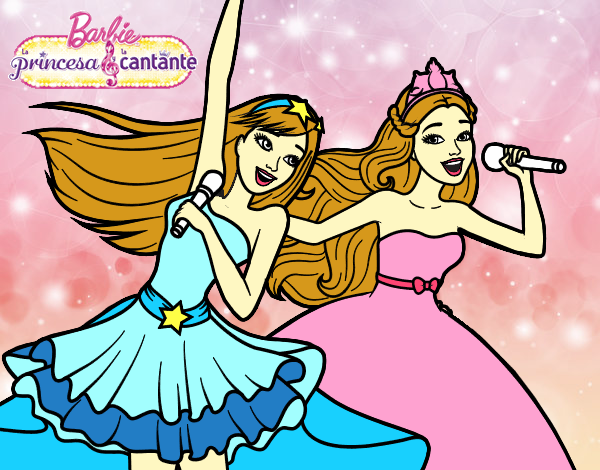 Barbie y la princesa cantando