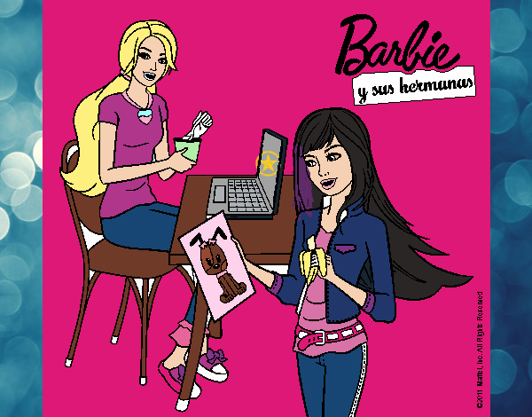 Barbie y su hermana merendando