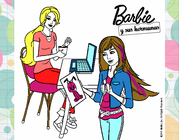 Barbie y su hermana merendando