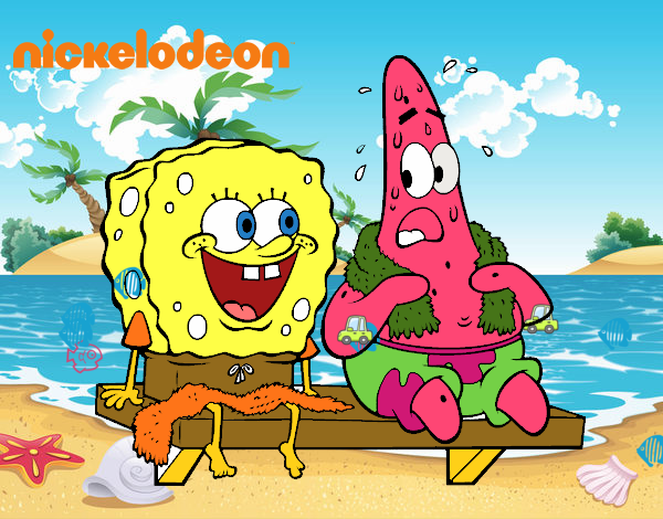 Bob Esponja y Patricio en bañador