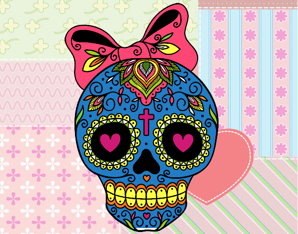 Calavera mejicana con lazo