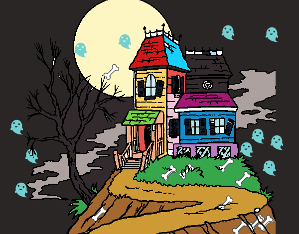Dibujo de la casa embrujada pintado por en  el día 25-10-15 a  las 00:08:17. Imprime, pinta o colorea tus propios dibujos!
