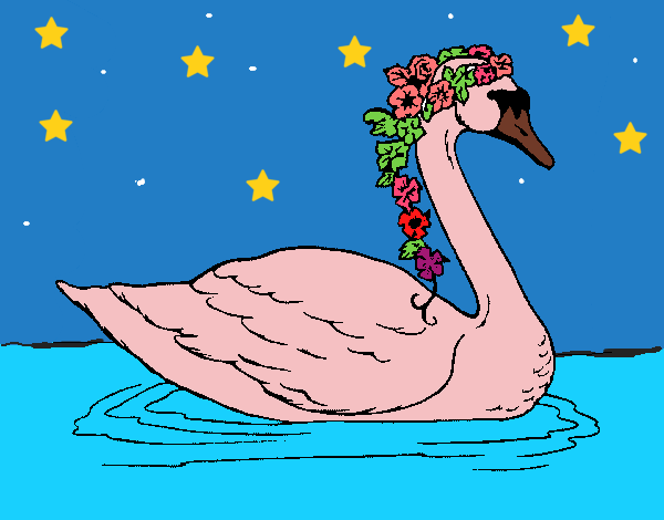 Cisne con flores