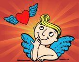 Cupido y corazón con alas