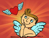 Cupido y corazón con alas