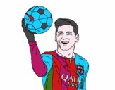 Dibujo Lionel Messi pintado por azul23