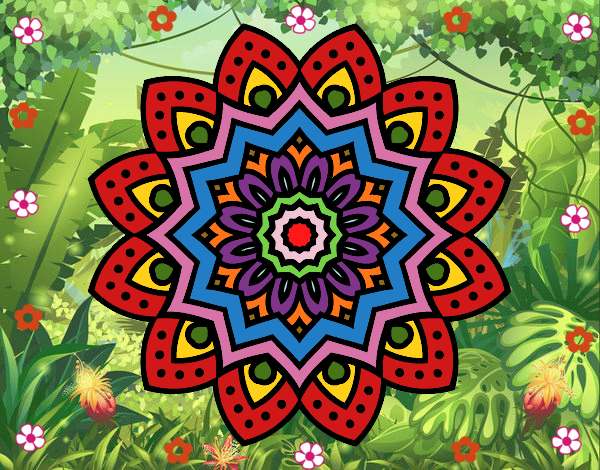 Dibujo Mandala flor natural pintado por Lovecat