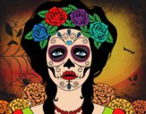 Dibujo Mujer calavera mejicana pintado por KarenKahlo