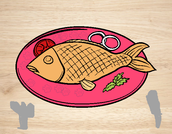 Dibujo Plato de pescado pintado por plat28