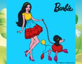 Barbie paseando a su mascota