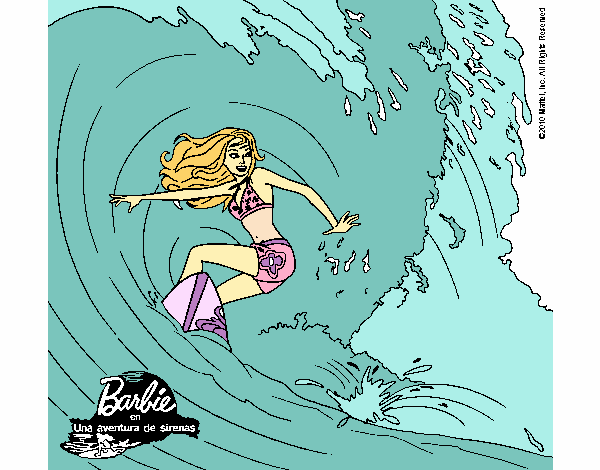 Barbie practicando surf