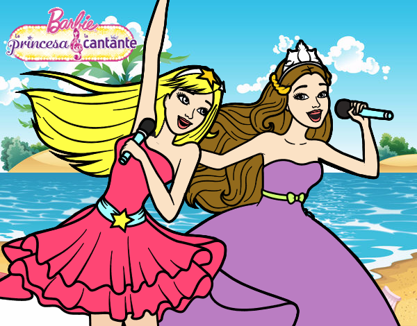 Barbie y la princesa cantando