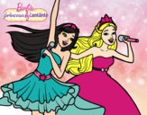 Dibujo Barbie y la princesa cantando pintado por alesita08