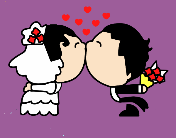 Beso de recién casados